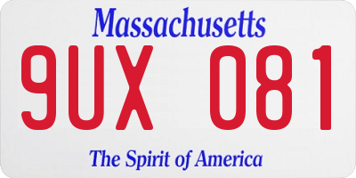 MA license plate 9UX081