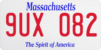 MA license plate 9UX082