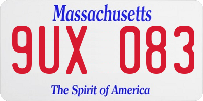 MA license plate 9UX083