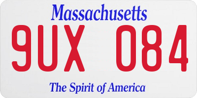 MA license plate 9UX084