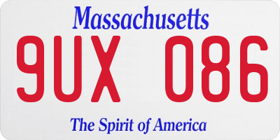 MA license plate 9UX086