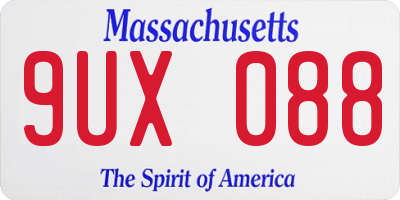MA license plate 9UX088