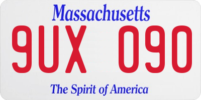 MA license plate 9UX090