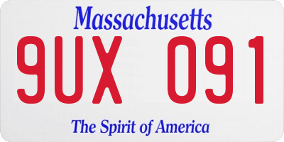 MA license plate 9UX091
