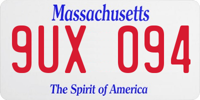 MA license plate 9UX094