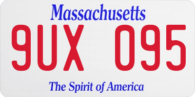 MA license plate 9UX095