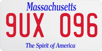 MA license plate 9UX096