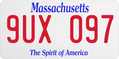 MA license plate 9UX097