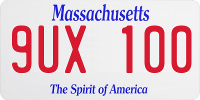 MA license plate 9UX100