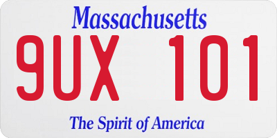 MA license plate 9UX101