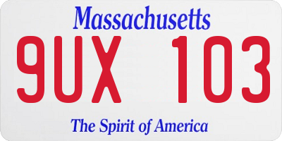 MA license plate 9UX103