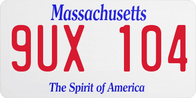 MA license plate 9UX104