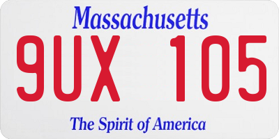MA license plate 9UX105