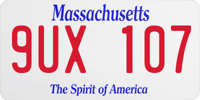 MA license plate 9UX107