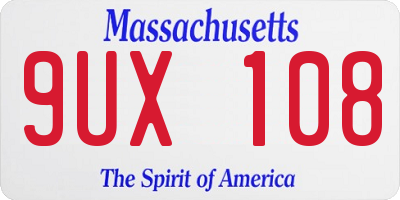 MA license plate 9UX108