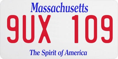 MA license plate 9UX109