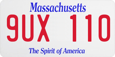 MA license plate 9UX110