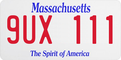 MA license plate 9UX111