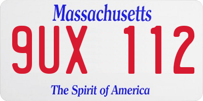 MA license plate 9UX112