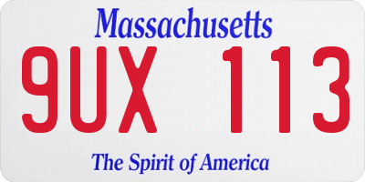 MA license plate 9UX113