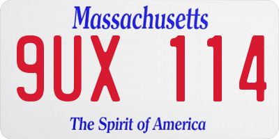 MA license plate 9UX114
