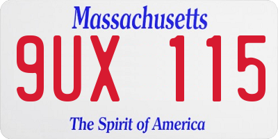 MA license plate 9UX115