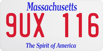 MA license plate 9UX116