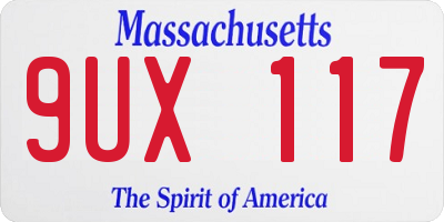 MA license plate 9UX117