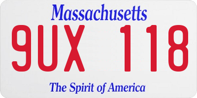 MA license plate 9UX118