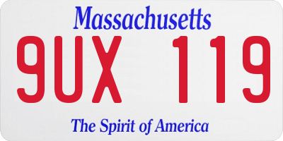 MA license plate 9UX119
