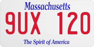 MA license plate 9UX120
