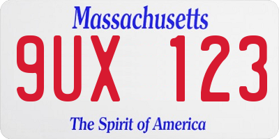 MA license plate 9UX123