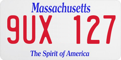 MA license plate 9UX127