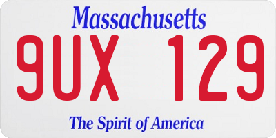 MA license plate 9UX129