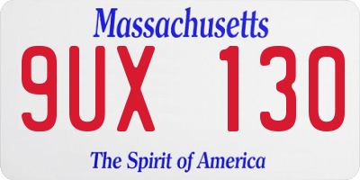 MA license plate 9UX130