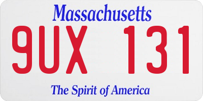 MA license plate 9UX131