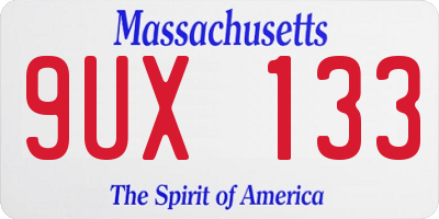MA license plate 9UX133
