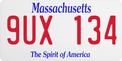 MA license plate 9UX134