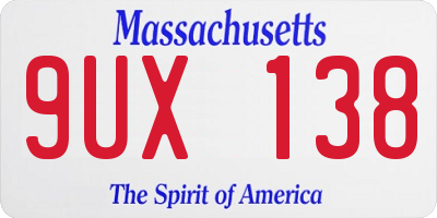 MA license plate 9UX138