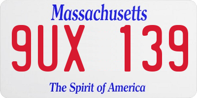 MA license plate 9UX139