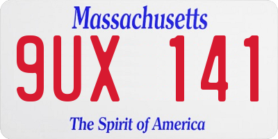 MA license plate 9UX141