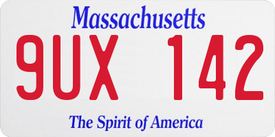 MA license plate 9UX142