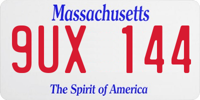 MA license plate 9UX144