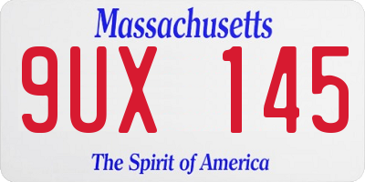 MA license plate 9UX145