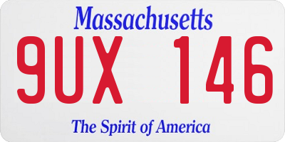 MA license plate 9UX146