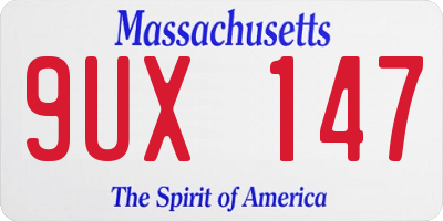 MA license plate 9UX147