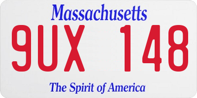 MA license plate 9UX148