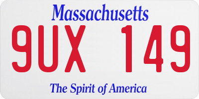 MA license plate 9UX149