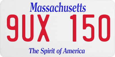 MA license plate 9UX150