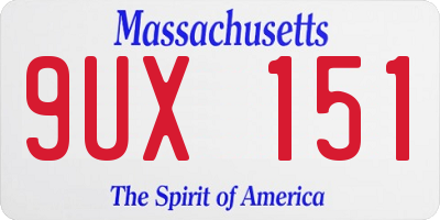 MA license plate 9UX151